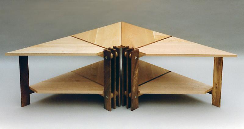 Pair of Triangular Coffee Tables by Design in Wood