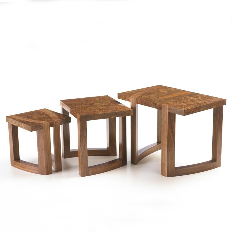Nest of Tables in Walnut by Dovetailors