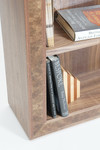 Bookcase in walnut corner detail by Dovetailors