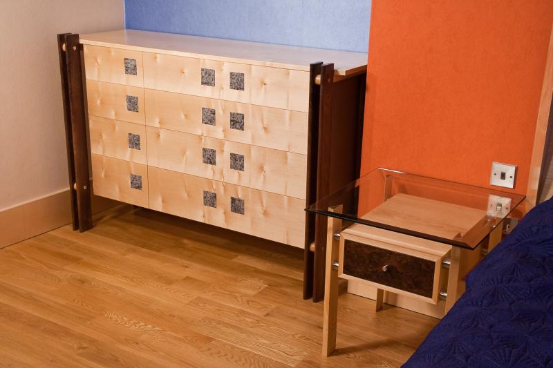 Bedroom chest and bedside table by Design in Wood